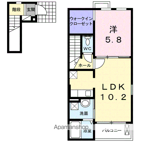 サンシャイン エムワン(1LDK/2階)の間取り写真