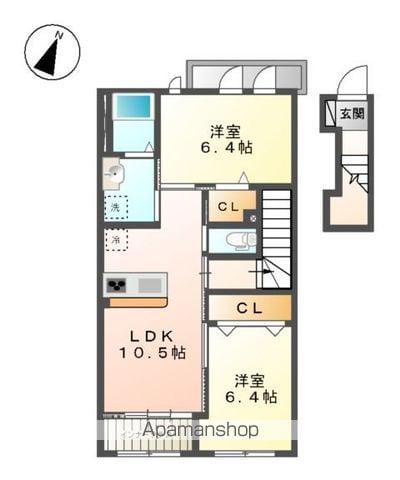 ハーモニーヒルズ(2LDK/2階)の間取り写真