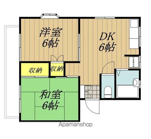 ハイツ唐沢2(2DK/2階)の間取り写真