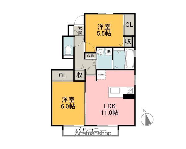 ザ・レジデンス(2LDK/1階)の間取り写真