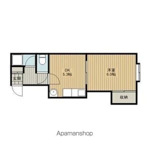 プレステージ文京台Ⅱ(1DK/2階)の間取り写真