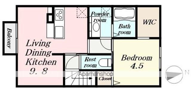 BONTE CIEL(1LDK/2階)の間取り写真