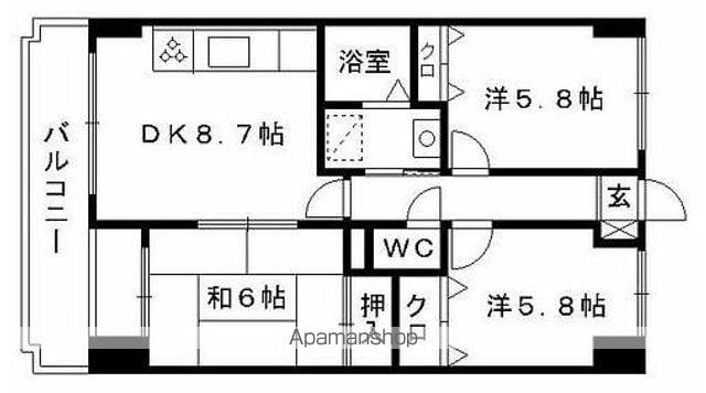 ヒルズ博多の森(3DK/2階)の間取り写真