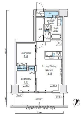 ロイヤルパークス赤羽ノース(2LDK/4階)の間取り写真