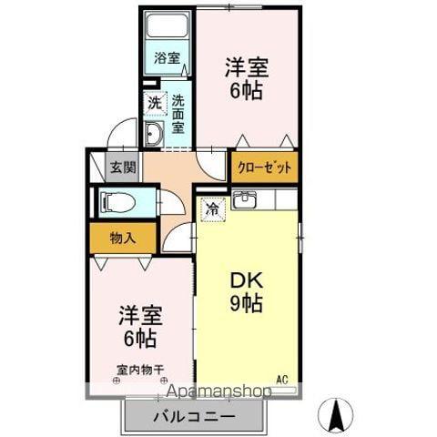 リビングタウン安積 A(2DK/2階)の間取り写真