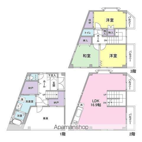 阪急電鉄神戸線 六甲駅 徒歩12分 3階建 築30年(3LDK)の間取り写真