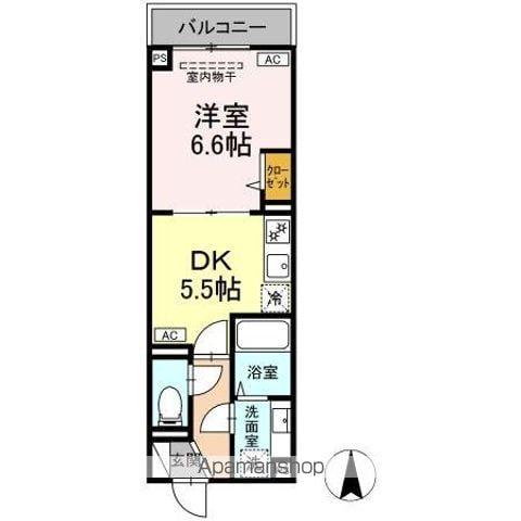 ルリアン北小岩Ⅲ(1DK/3階)の間取り写真