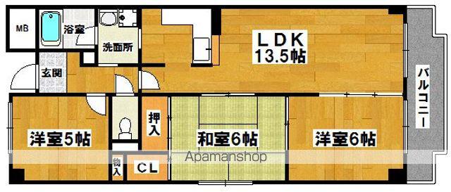 ロイヤルメゾン羽衣(3LDK/6階)の間取り写真
