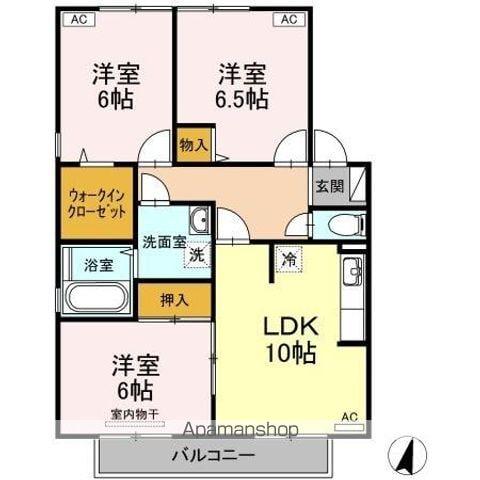 メゾンリヴェールD(3LDK/1階)の間取り写真