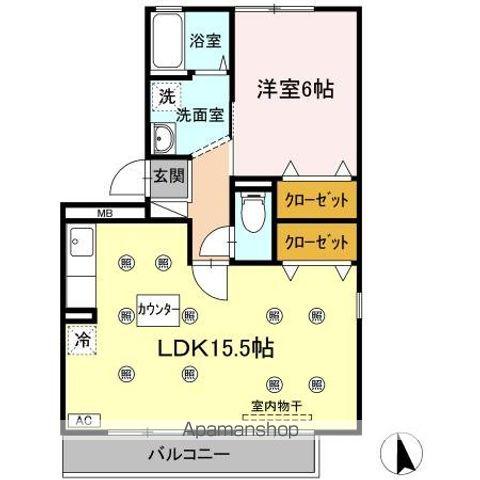 セジュール豊丘D棟(2DK/1階)の間取り写真