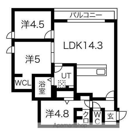 サンスクリットレジデンス北大前(3LDK/5階)の間取り写真