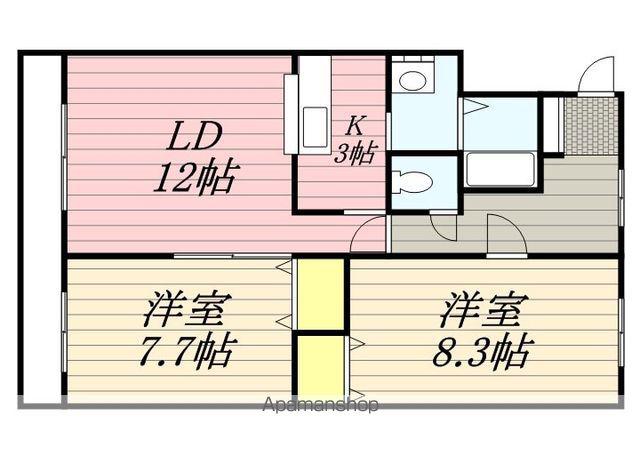 ノースL(2LDK/4階)の間取り写真