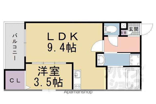 ジーメゾン山科エミール 7/2条件変更しております(1LDK/1階)の間取り写真