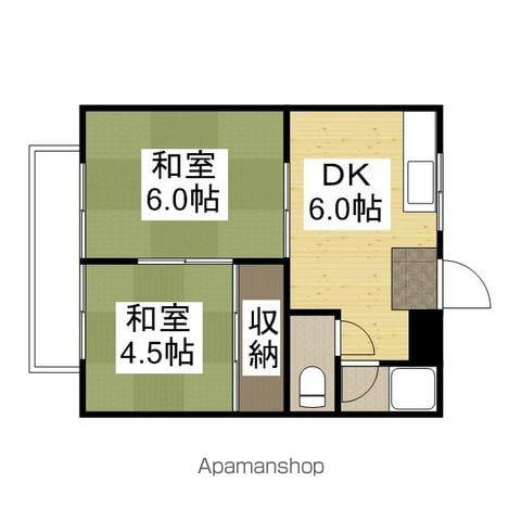 コーポ赤田B棟(2DK/1階)の間取り写真