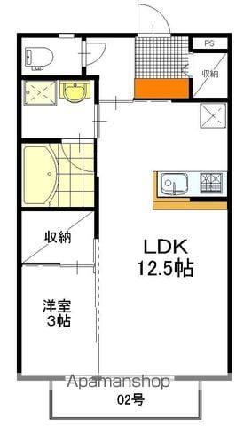 コーポつくばⅡ棟(1LDK/1階)の間取り写真