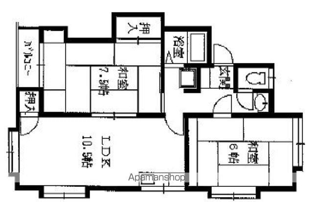白水池プラザ(2LDK/2階)の間取り写真