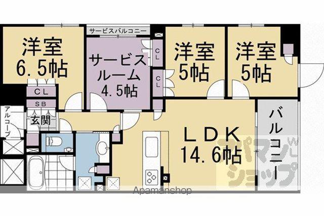 イーグルコート京都御池創苑(4LDK/10階)の間取り写真