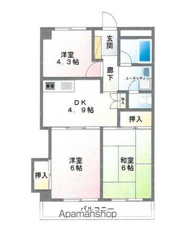 SKYHEIGHTS(3DK/2階)の間取り写真