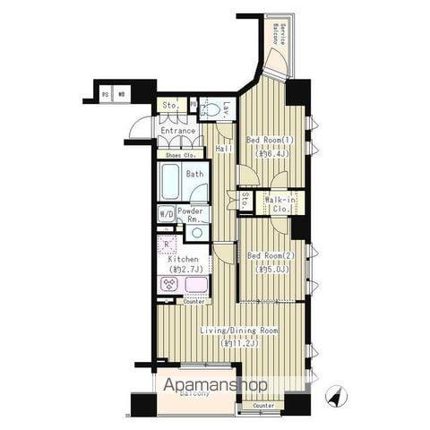 コクヨーレ日本橋(2LDK/9階)の間取り写真