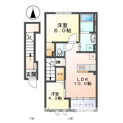 アイリスコート石渡(2LDK/2階)の間取り写真