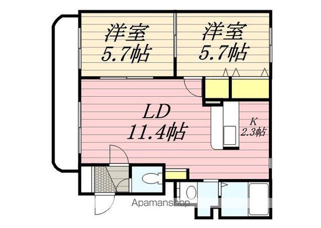 ハイツ奥野(2LDK/1階)の間取り写真