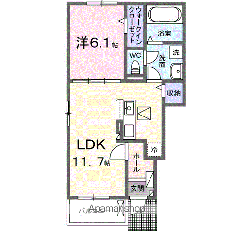 プラーム岡部 Ⅱ(1LDK/1階)の間取り写真