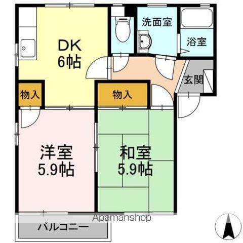 メイゾン.アプリコット B棟(2DK/2階)の間取り写真