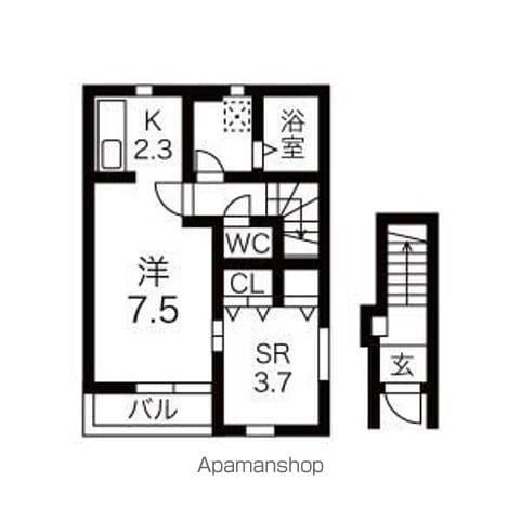 KINGDOMⅡ(1K/2階)の間取り写真