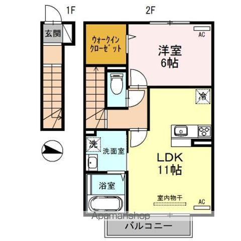 ウィットNⅡ(1LDK/2階)の間取り写真