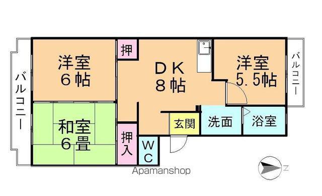 フローラルハイツ(3DK/1階)の間取り写真
