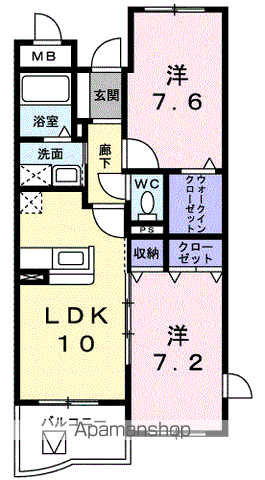 サニーヒル(2LDK/3階)の間取り写真