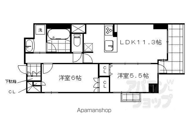 リソシエ ラグジェ御所西(2LDK/5階)の間取り写真