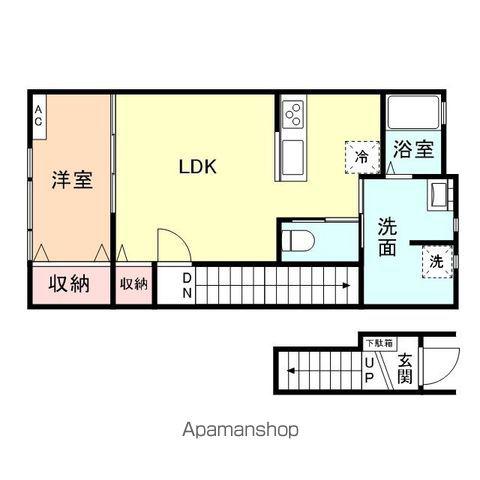トマトハウスⅡ(1LDK/2階)の間取り写真