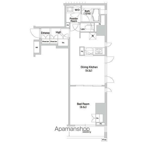グラマシー横濱関内(1DK/2階)の間取り写真