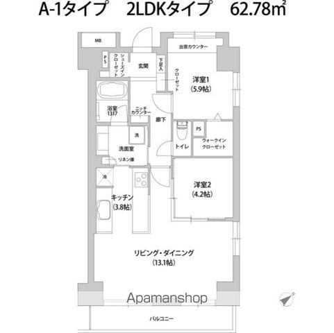 アウルコート南池袋(2LDK/7階)の間取り写真