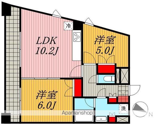 プラウドフラット三軒茶屋(2LDK/11階)の間取り写真