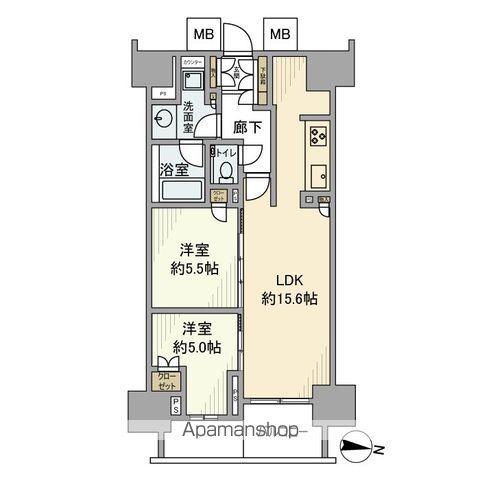 プラウドタワー名駅南(2LDK/12階)の間取り写真