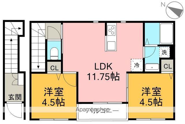 リーブルファイン下之一色町Ⅲ 2号棟(2LDK/2階)の間取り写真