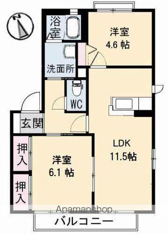 アメニティーハウス(2LDK/2階)の間取り写真