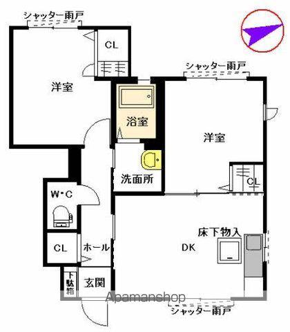 ラ・フォーンⅡA棟(2DK/1階)の間取り写真