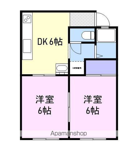 グランデ白枝B(2DK/1階)の間取り写真