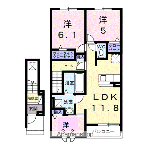 ユウスゲ(3LDK/2階)の間取り写真