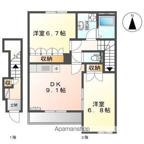 シルフィード(2DK/2階)の間取り写真