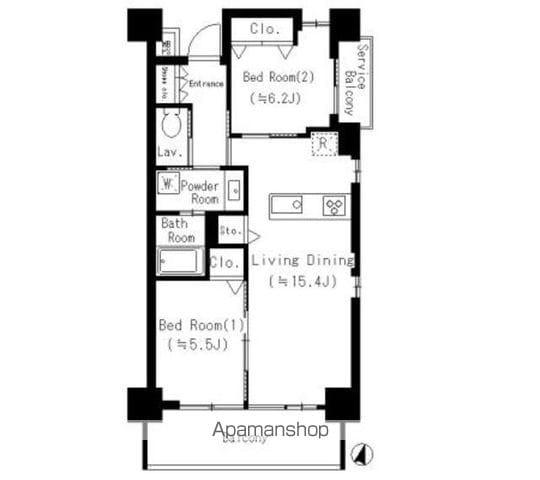 リエンピーレ一色(2LDK/3階)の間取り写真