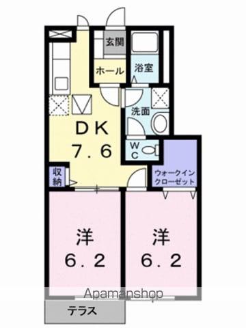 ハイムサンヒルズC(2DK/1階)の間取り写真