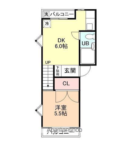 サニークレストますだ(1DK/2階)の間取り写真