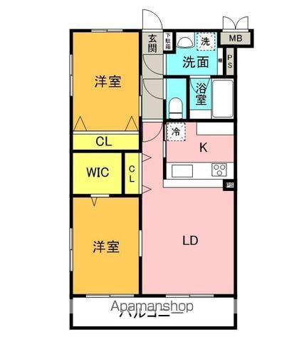 ガーデンヒルズ城南Ⅷ(2LDK/2階)の間取り写真