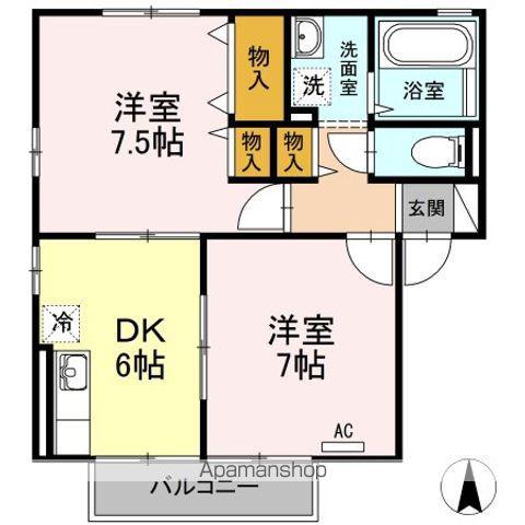 リビングタウン北土居 E棟(2DK/2階)の間取り写真