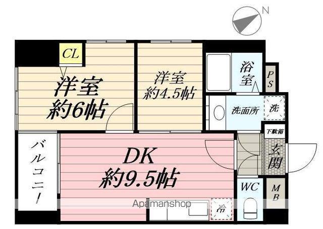 モンシャトー鶴見成和(2DK/3階)の間取り写真