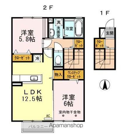 グランド ソレイユ(2LDK/2階)の間取り写真